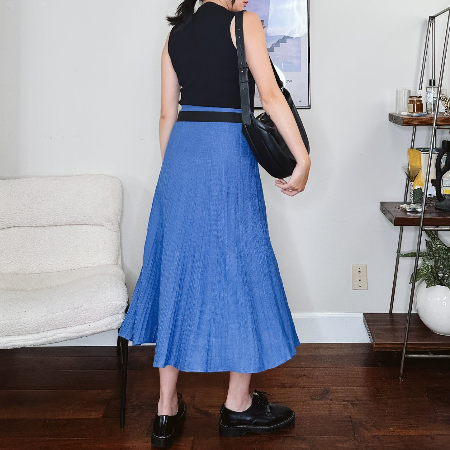 Cobalt Blue Knit Midi Skirt | M