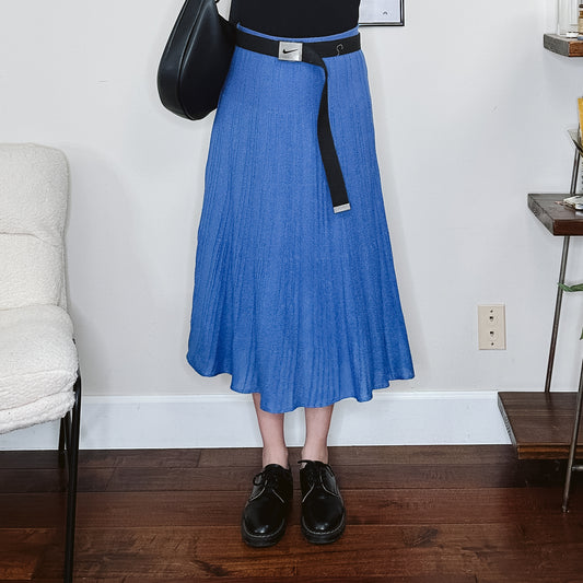 Cobalt Blue Knit Midi Skirt | M