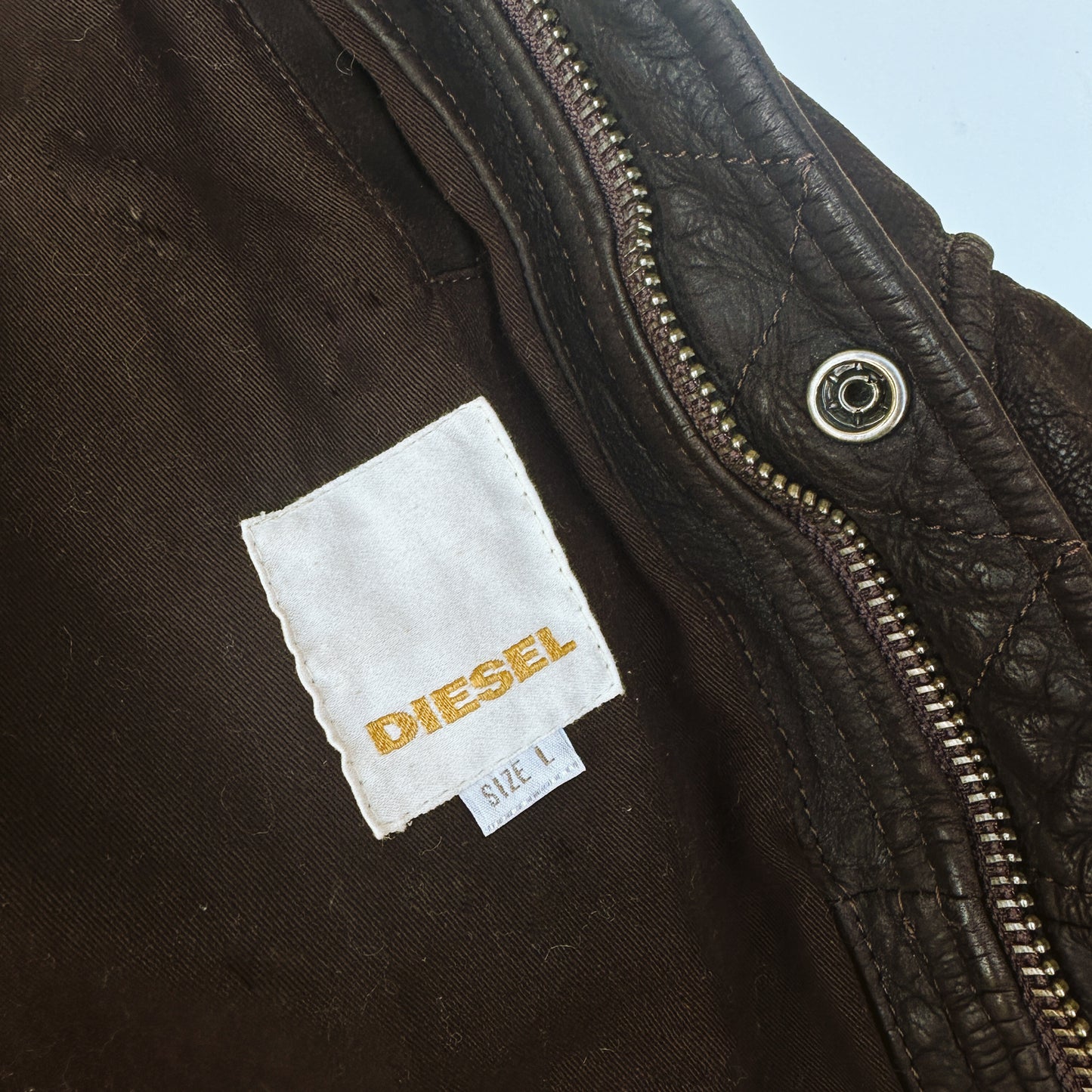 Diesel Heavy Leather Cargo Jacket | L