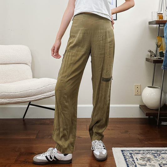 Green Drape Cargo Pants | S/M