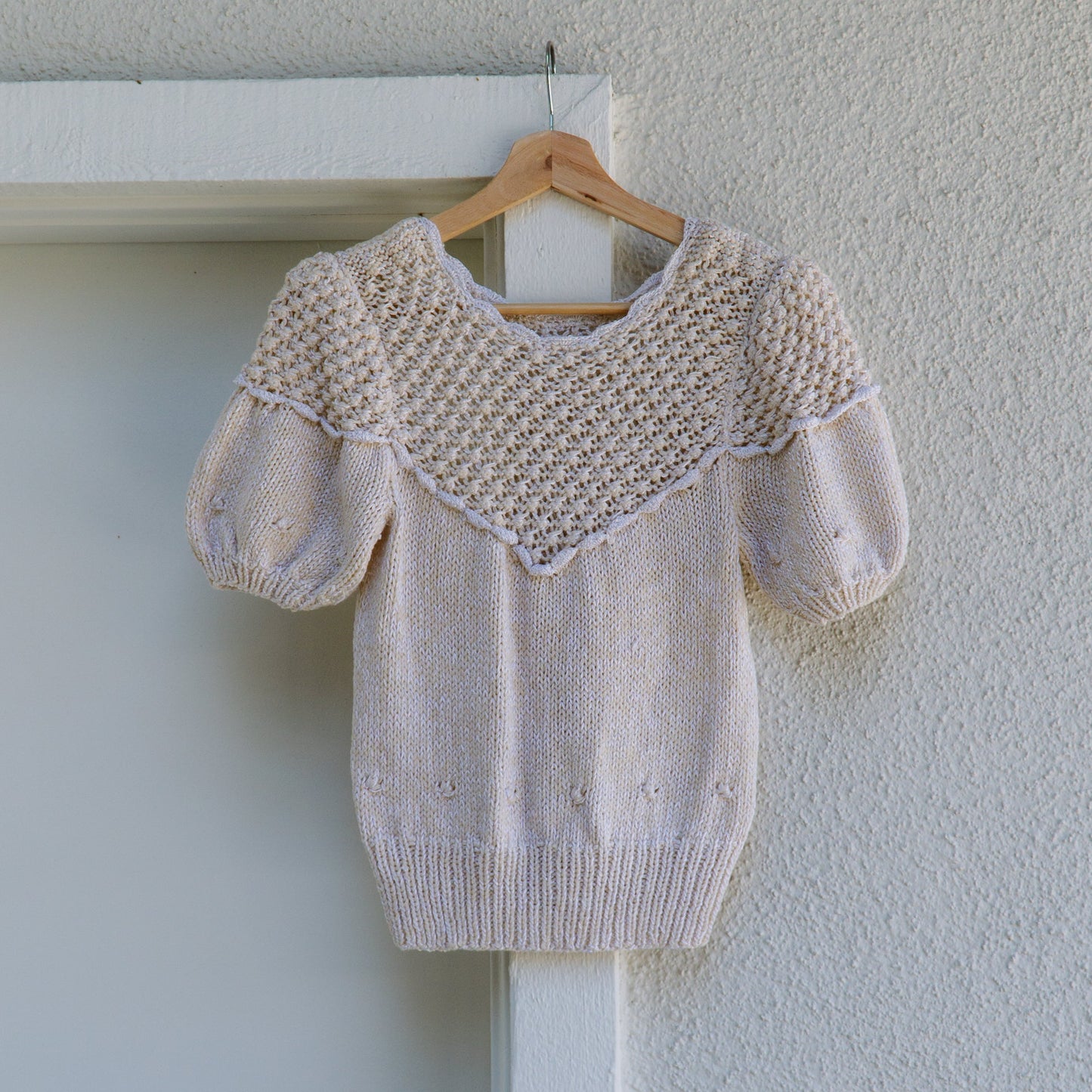 Handmade Cream 80's Puff Sweater | S