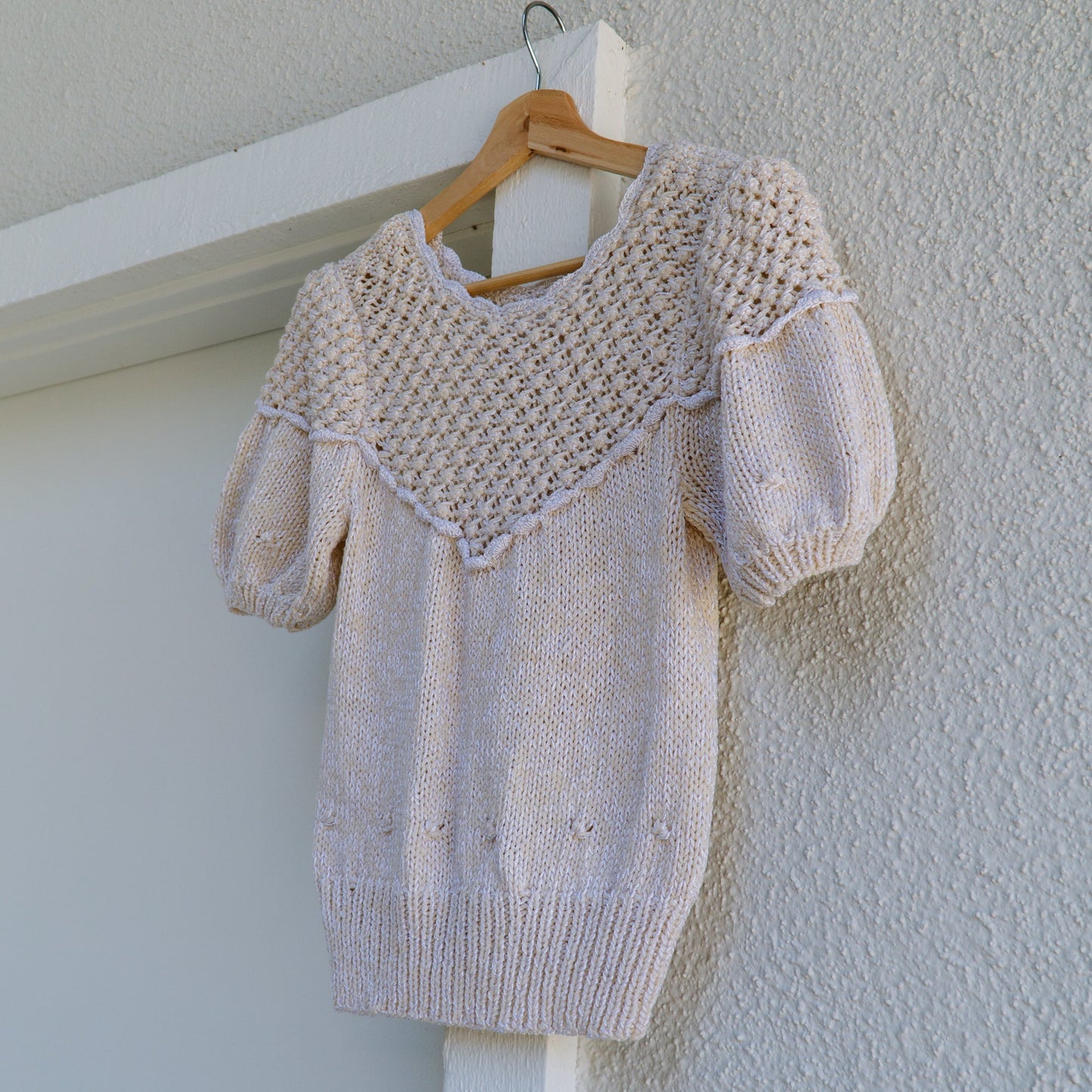 Handmade Cream 80's Puff Sweater | S