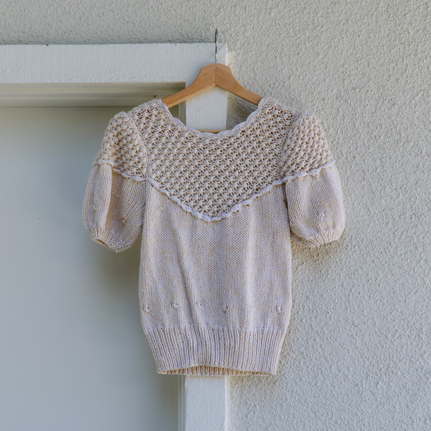 Handmade Cream 80's Puff Sweater | S