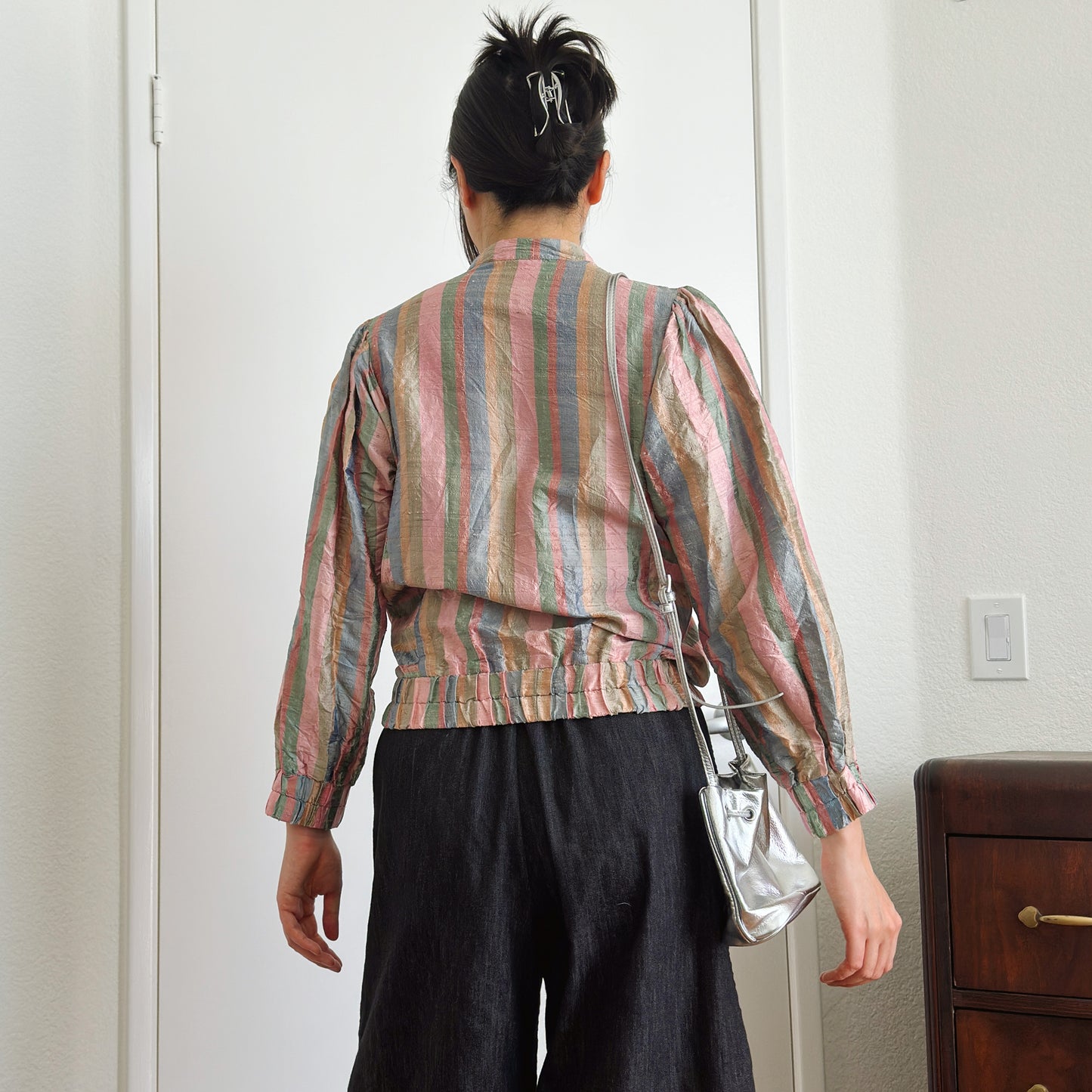 Handmade Silk Dupioni Blouson Jacket | M