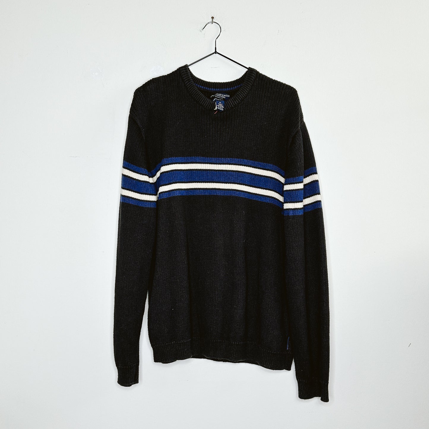 Men's Y2K Black Stripe Sweater | XL