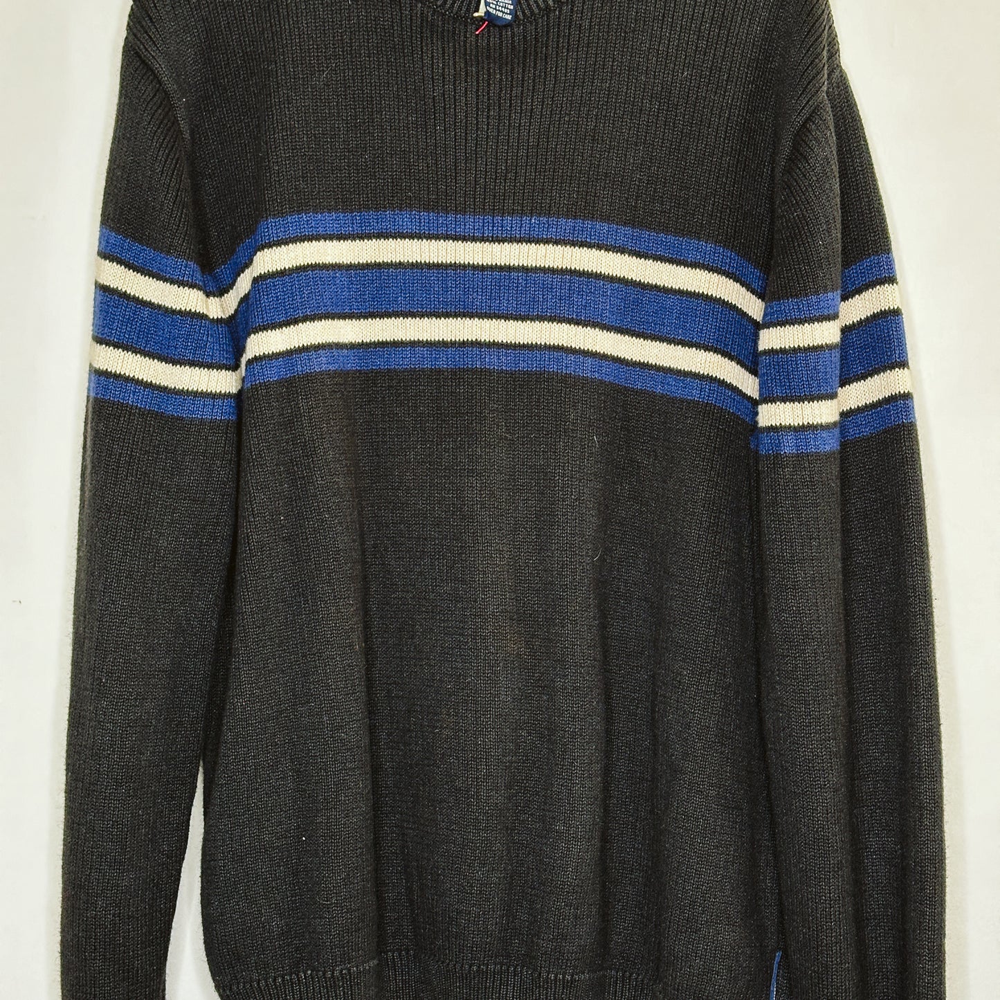 Men's Y2K Black Stripe Sweater | XL