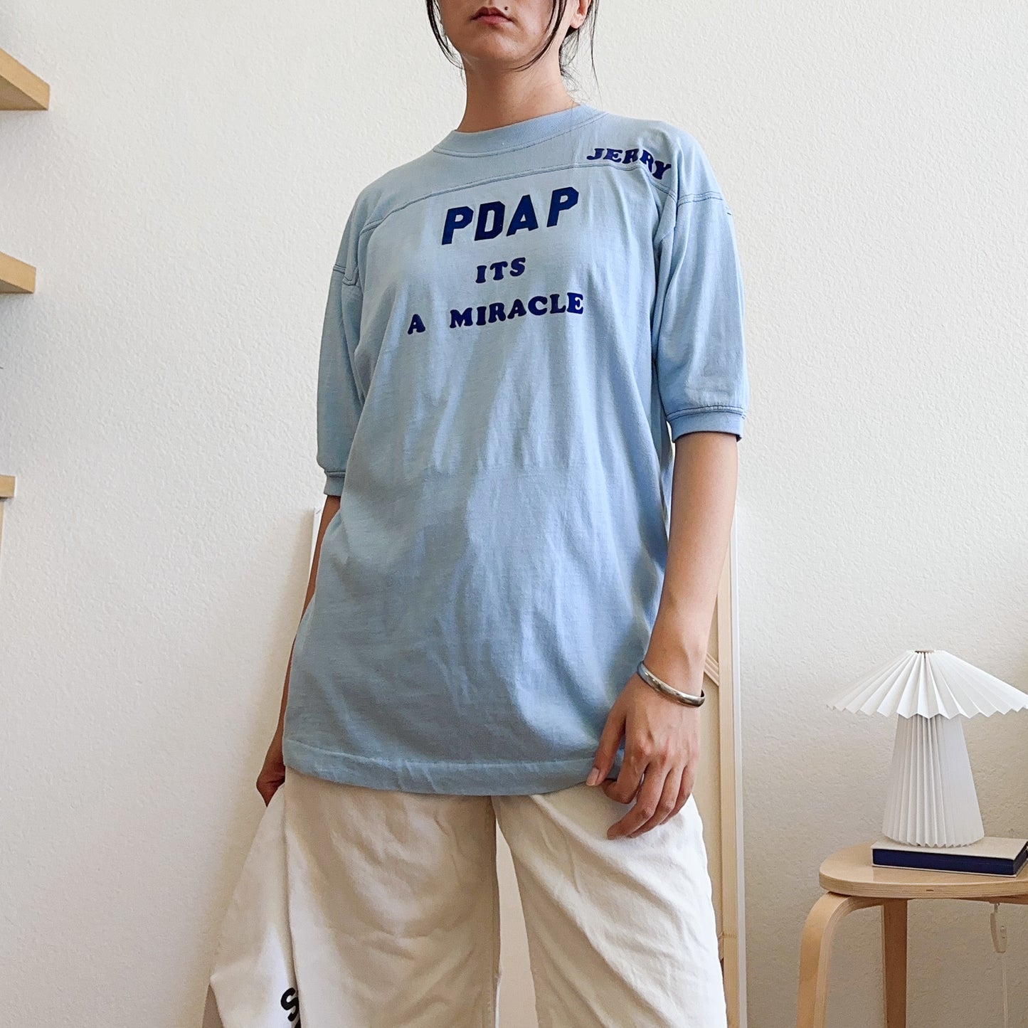 Men's 70's Light Blue Graphic Tee | L
