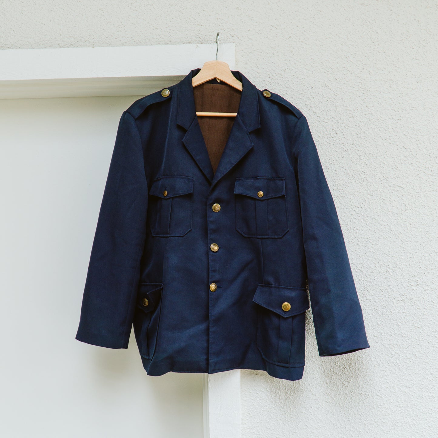 Men's 70's Military Navy Blue Blazer Jacket | L