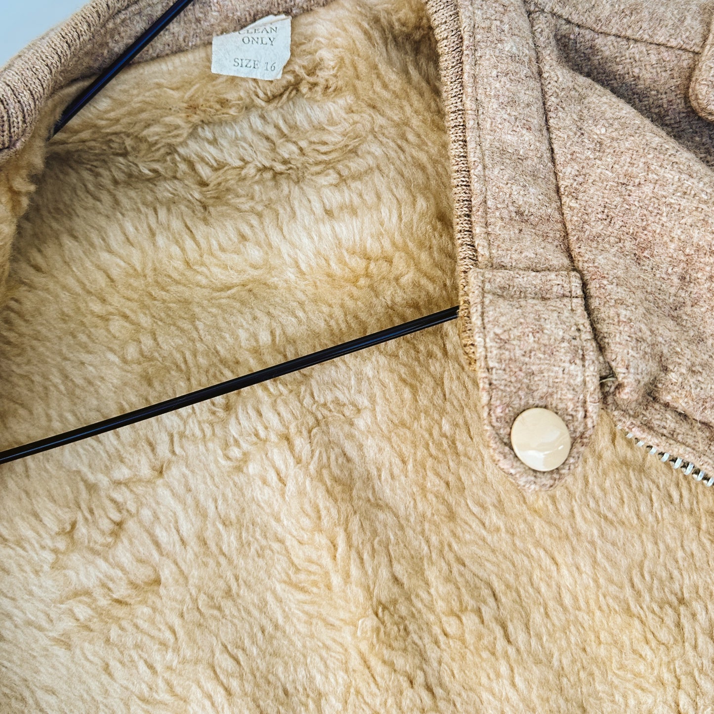 Men's 80's Tan Wool Faux Fur Jacket | M