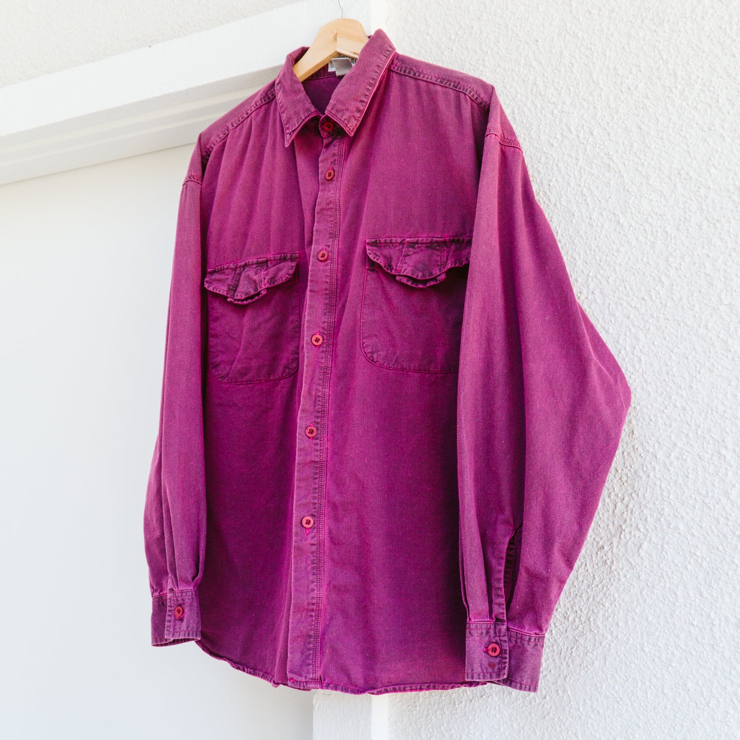 Men's 90's Pink Overdye Button Down Shirt | M