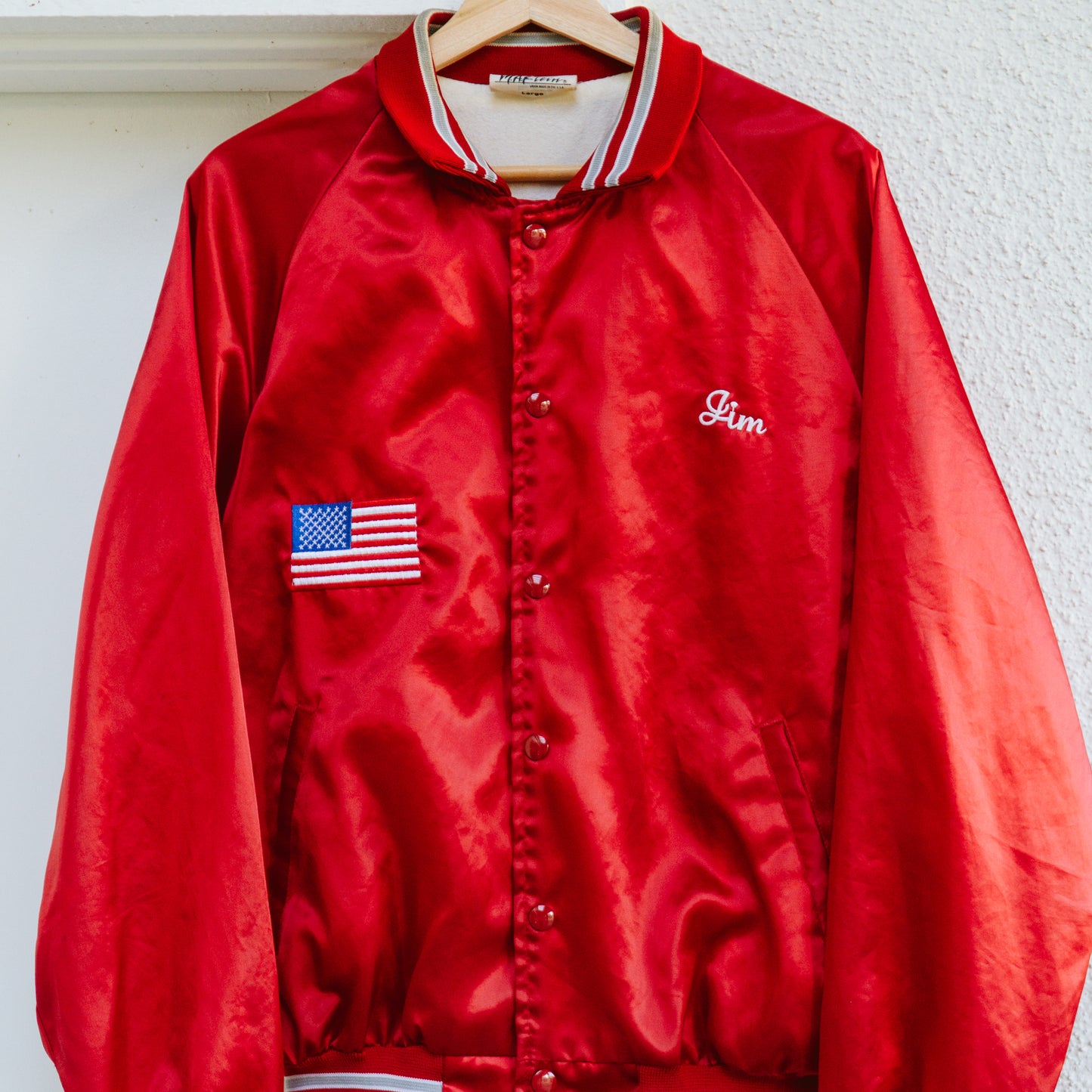 Men's 90's Red Satin Bomber Jacket | L