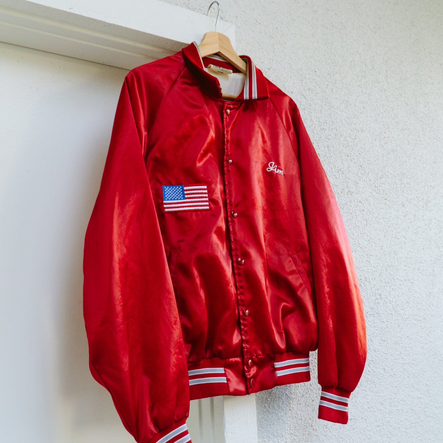 Men's 90's Red Satin Bomber Jacket | L