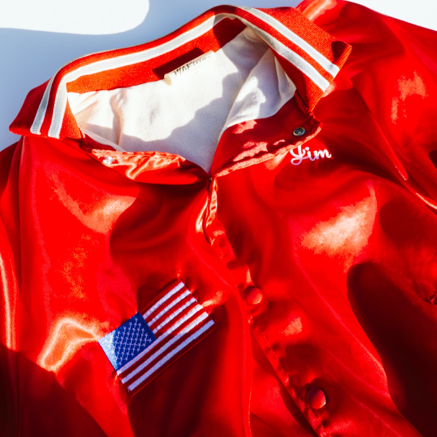 Men's 90's Red Satin Bomber Jacket | L