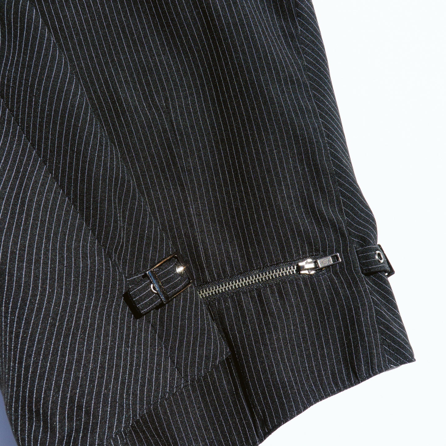 Men's Black Punk Pinstripe Buckle Vest | M