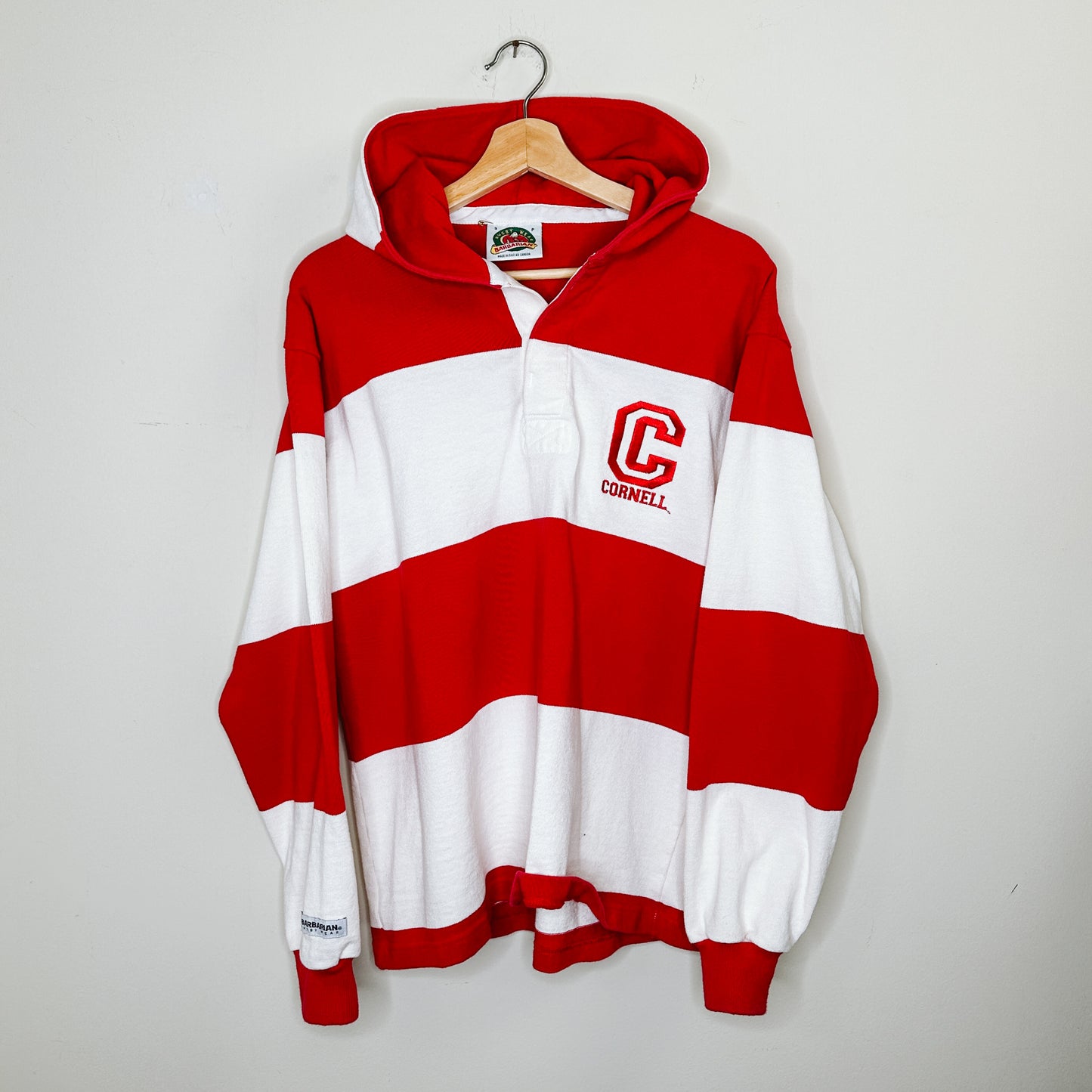 Men's Cornell Rugby Stripe Hooded Pullover | M