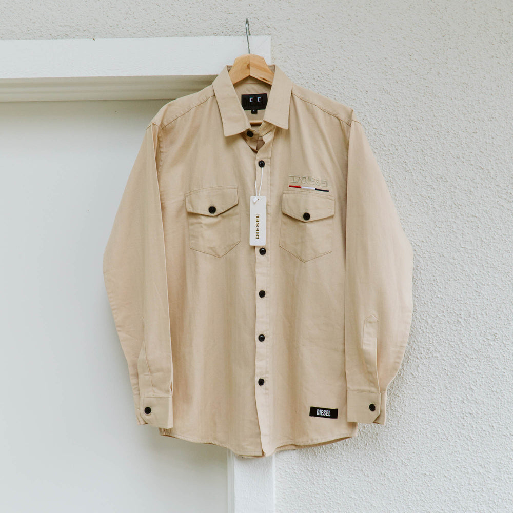 Men's Diesel Tan Button Down Shirt | L