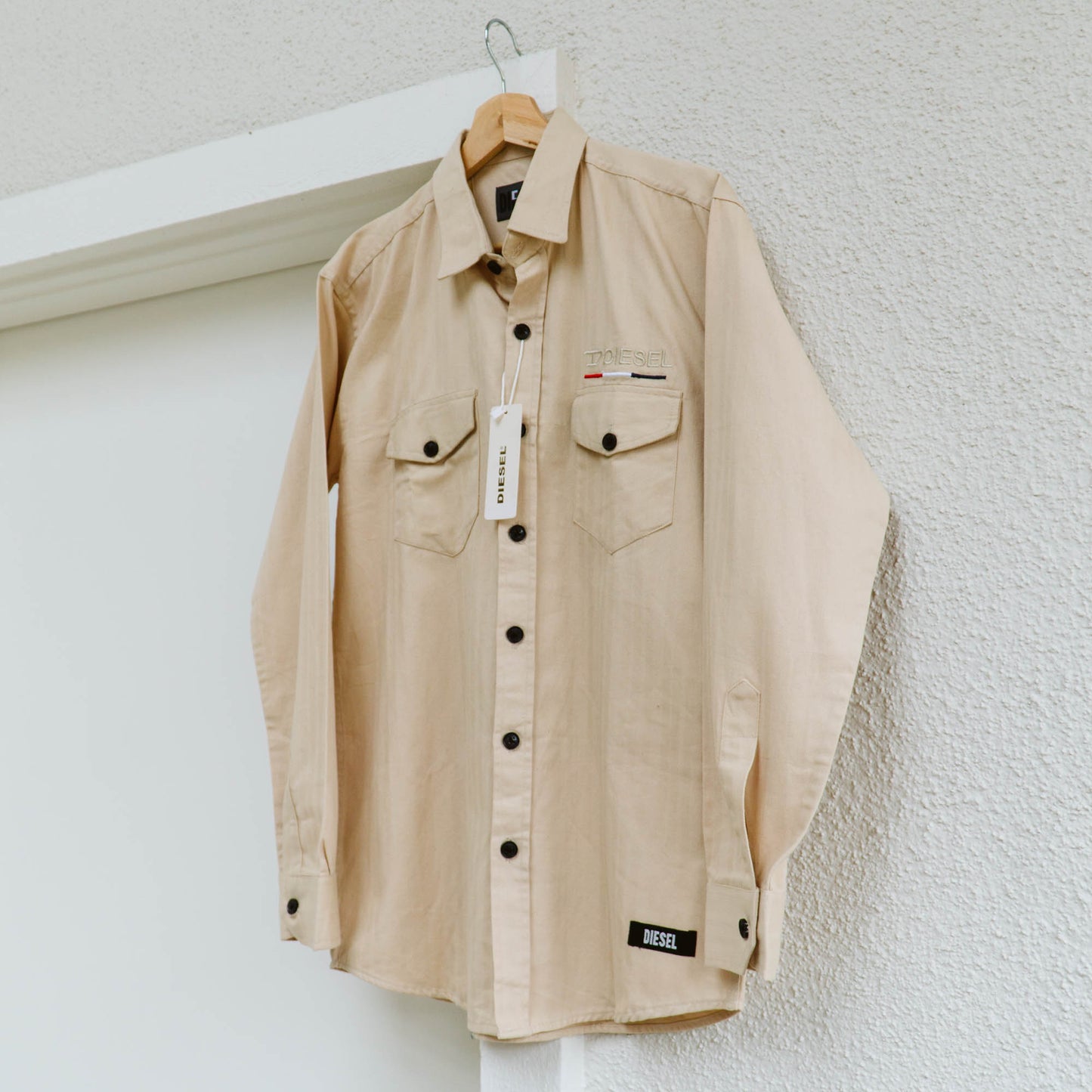 Men's Diesel Tan Button Down Shirt | L