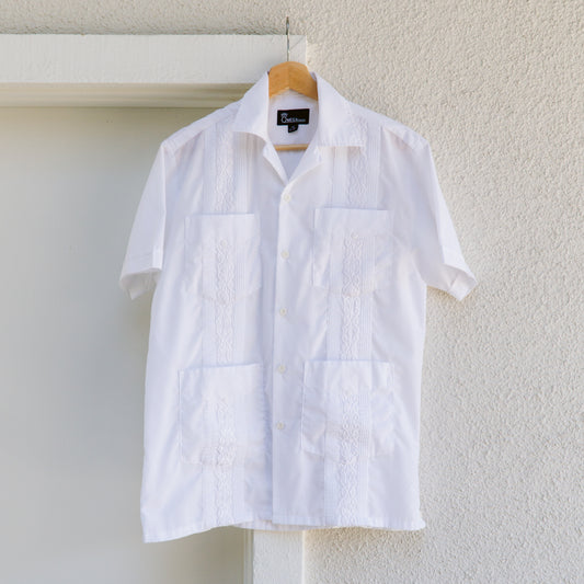 Men's White Embroidered 4 Pocket Shirt | XS