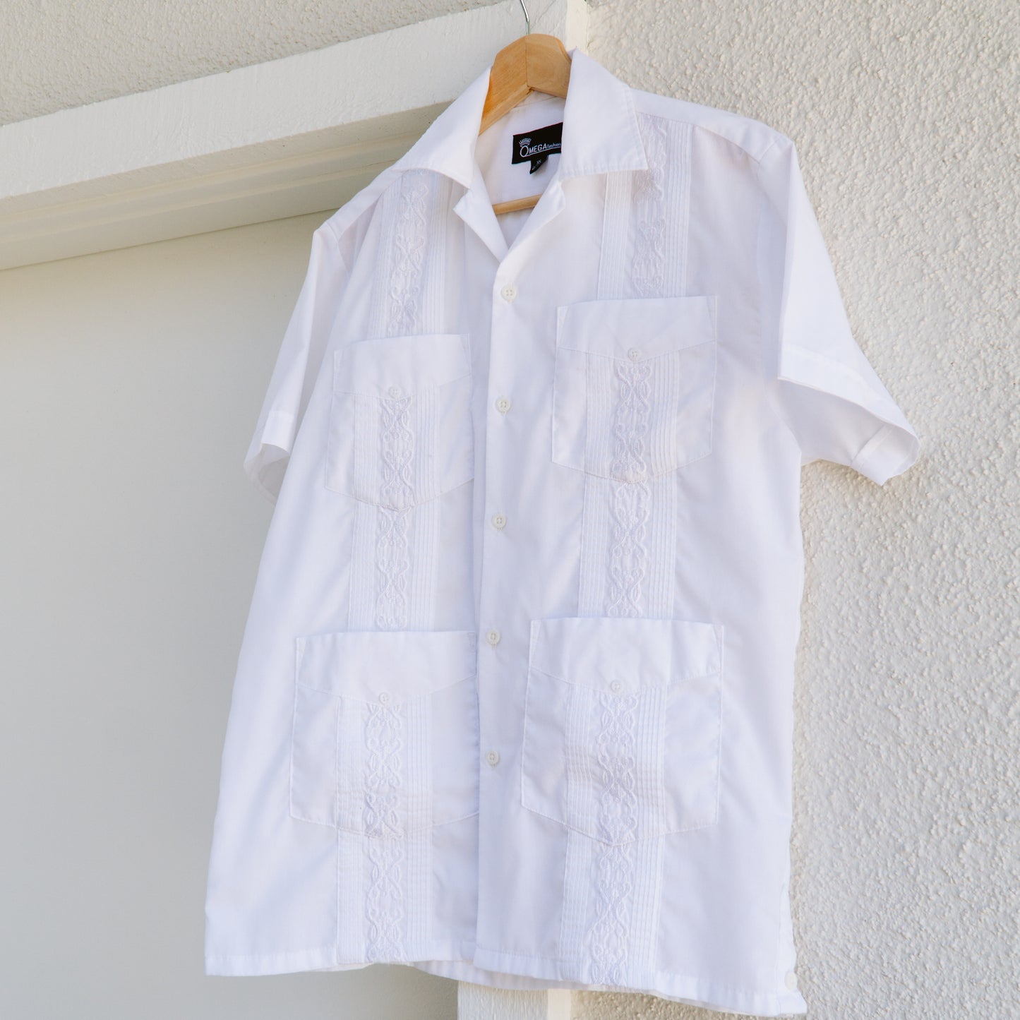 Men's White Embroidered 4 Pocket Shirt | XS