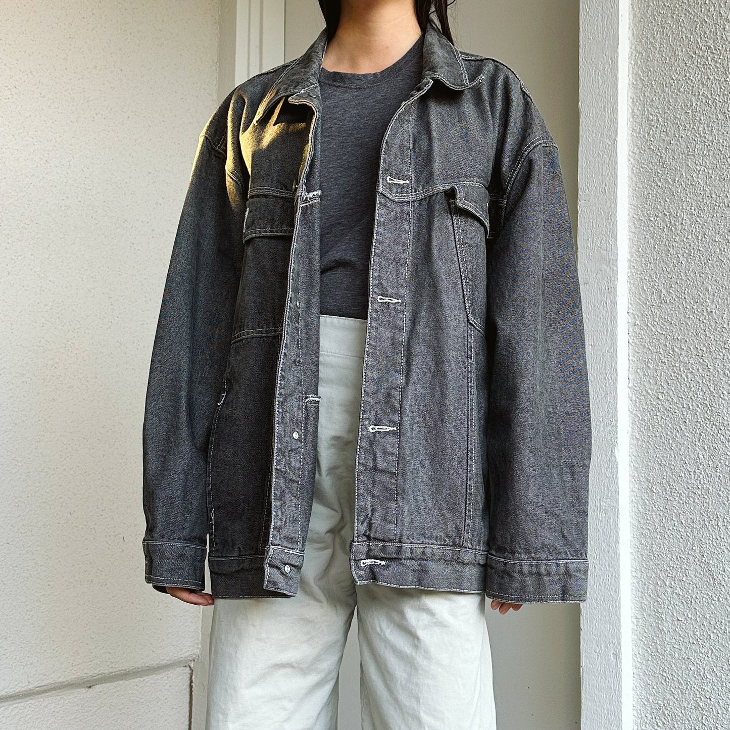 Men's Y2K Gray Denim Jacket | 2XL