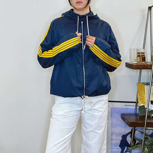 Men's 80's Navy Stripe Windbreaker | M