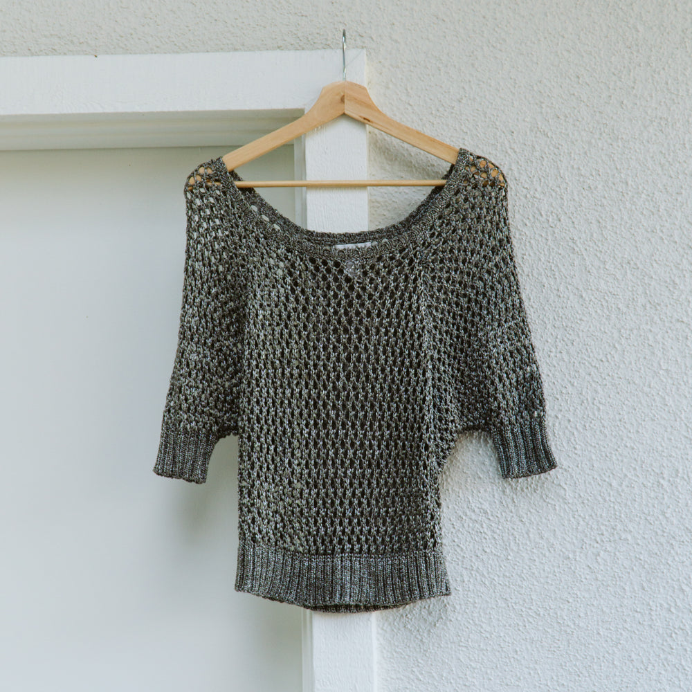 Metallic Open Knit Sweater | S