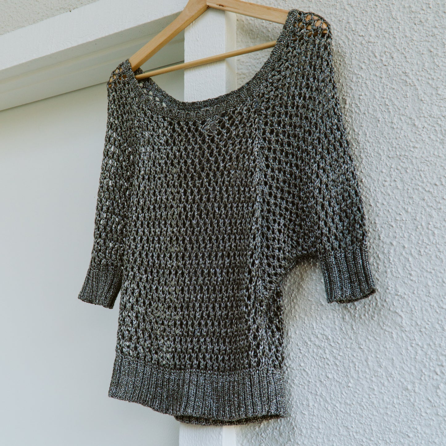 Metallic Open Knit Sweater | S