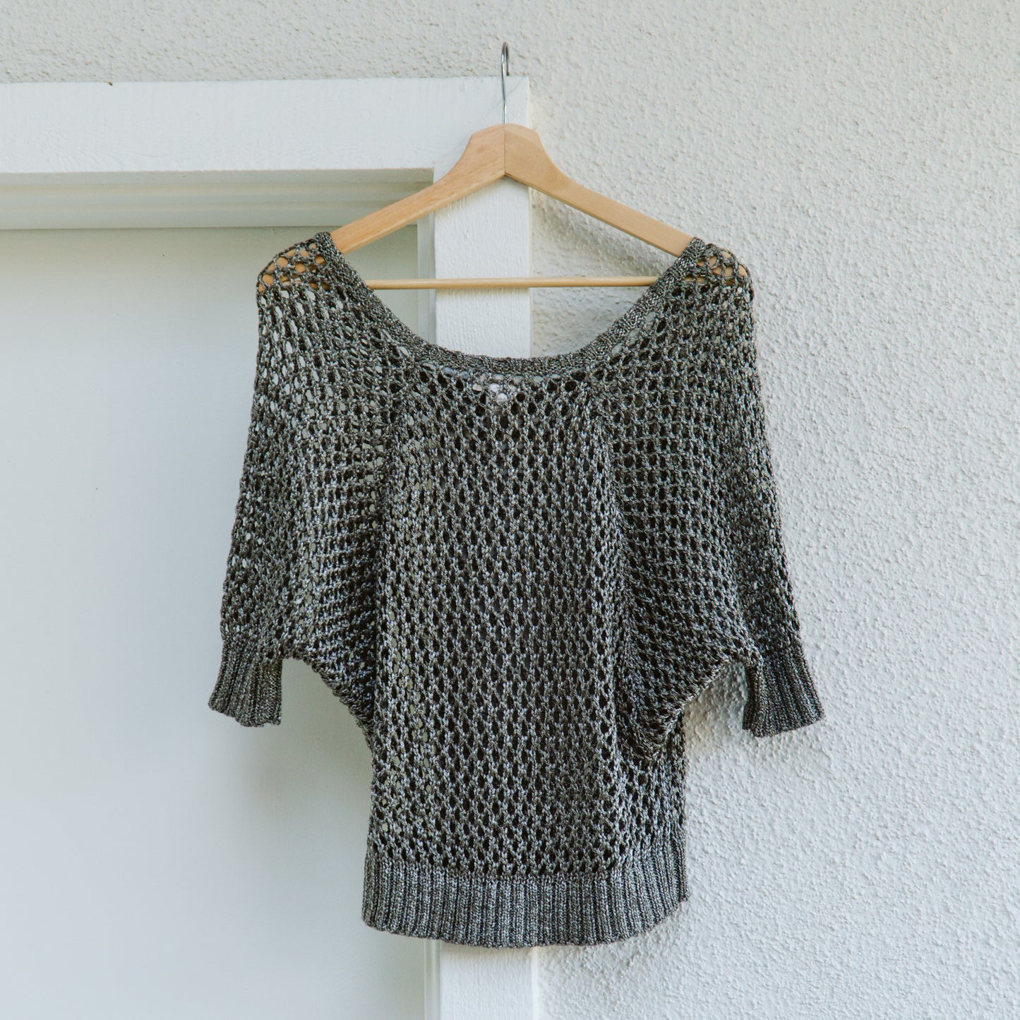 Metallic Open Knit Sweater | S