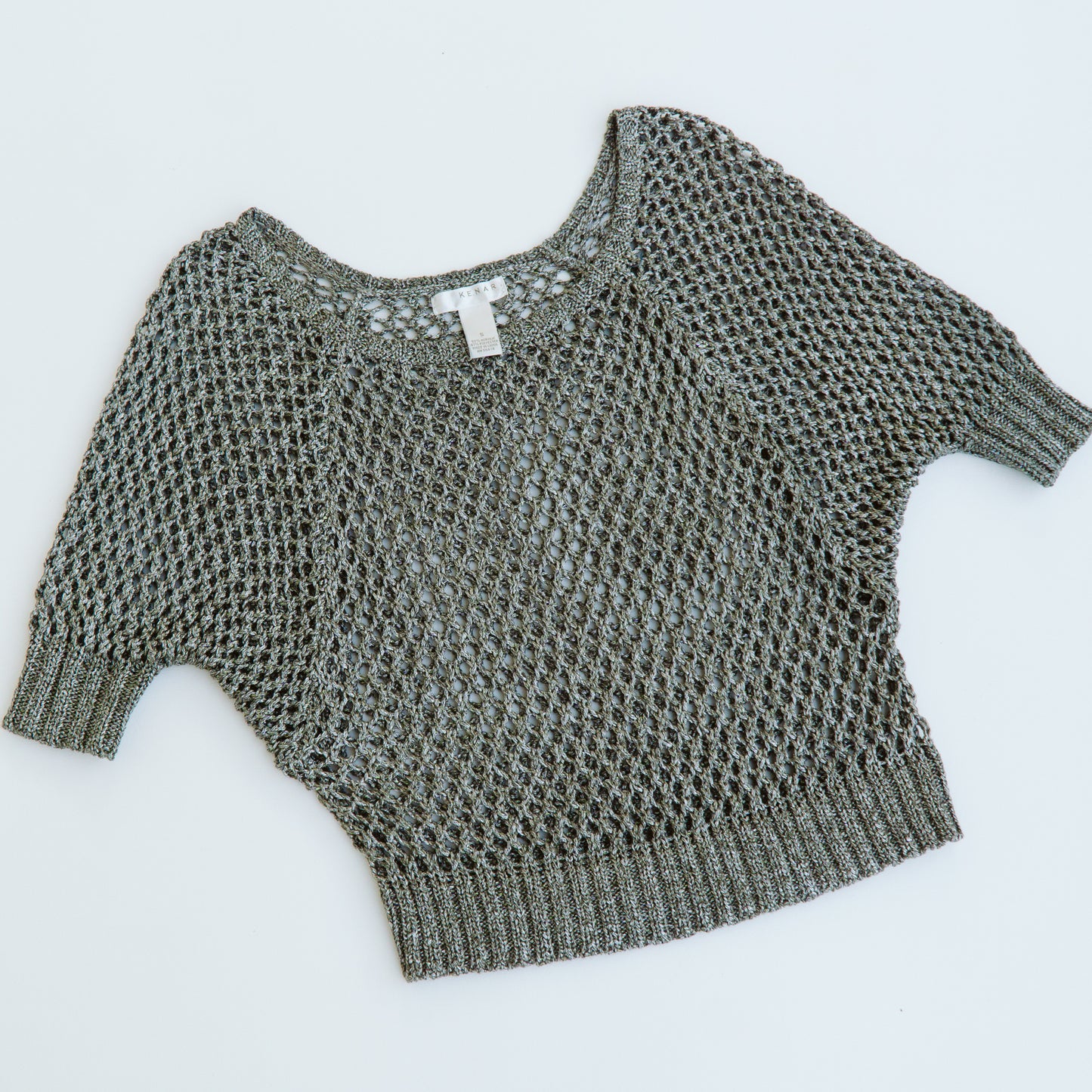 Metallic Open Knit Sweater | S