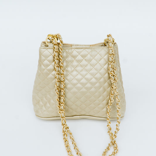 Muted Gold Quilted Shoulder Bag