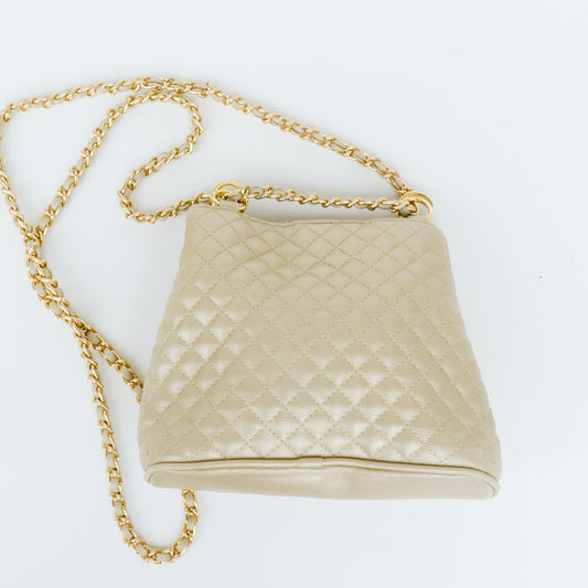 Muted Gold Quilted Shoulder Bag