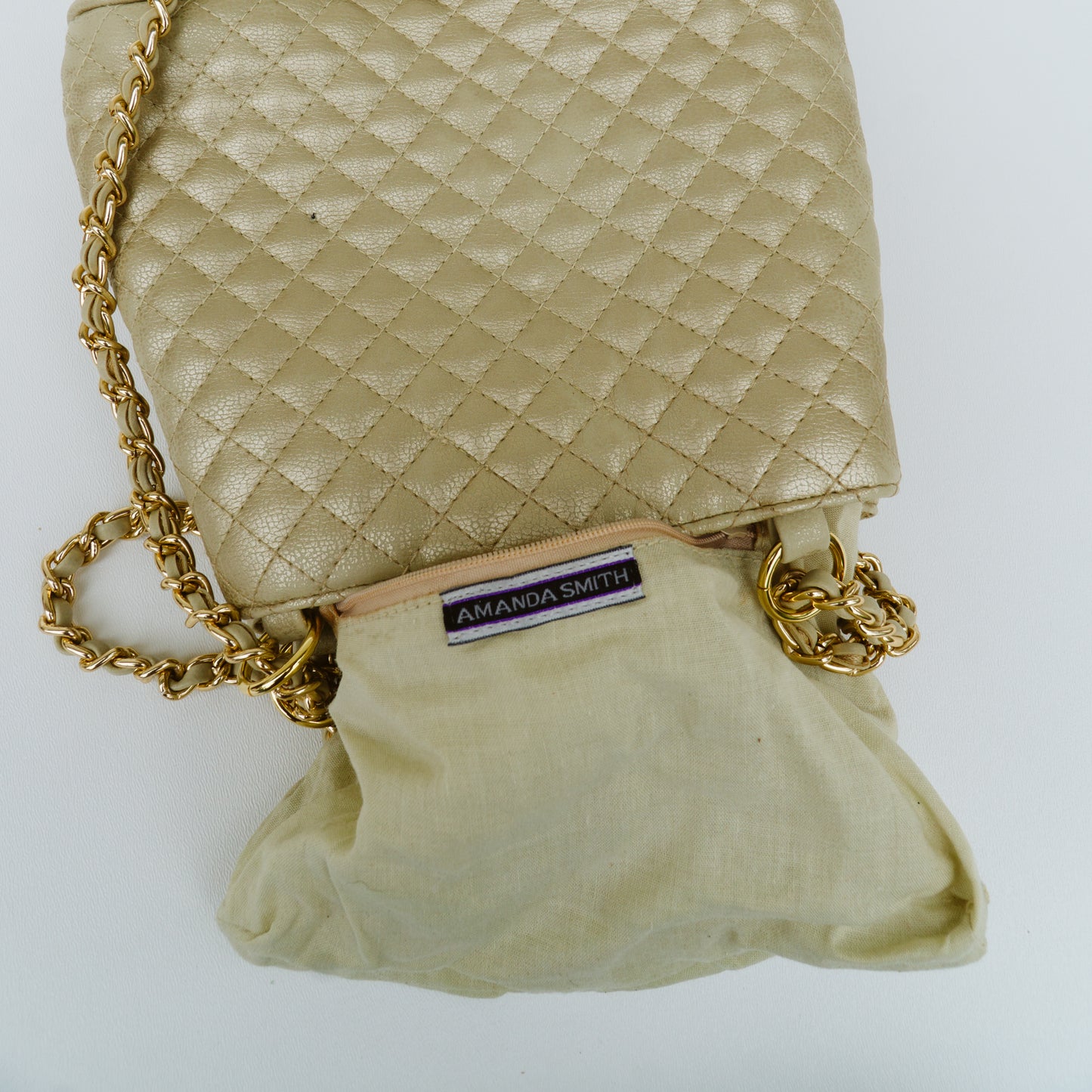 Muted Gold Quilted Shoulder Bag