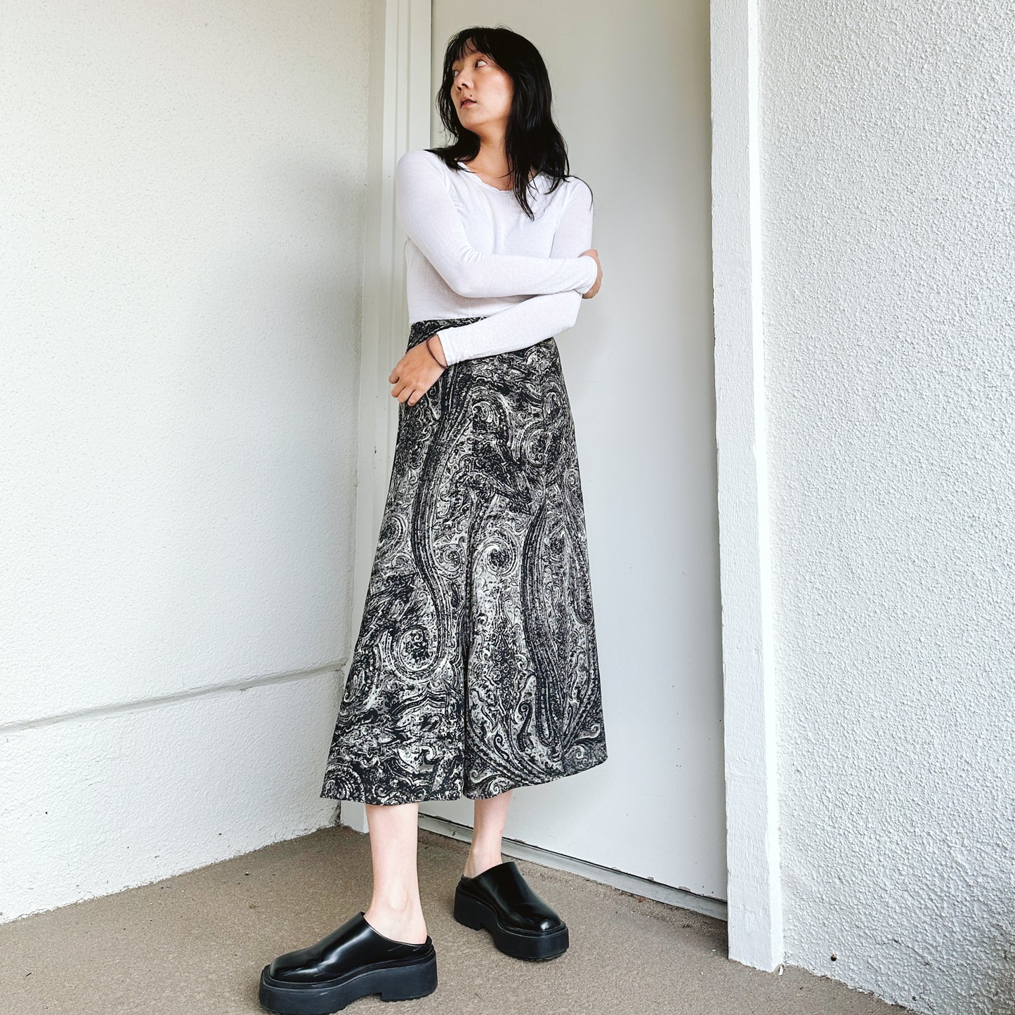 Paisley Midi Twirl Skirt | L/XL