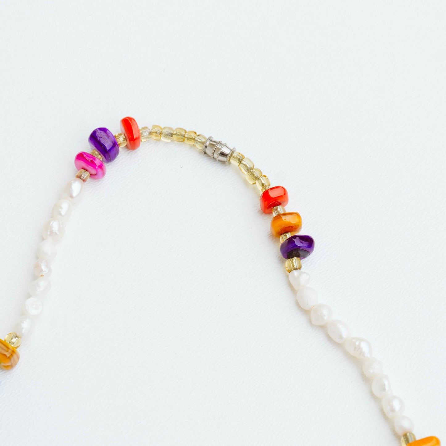 Pearl and Rainbow Beaded Necklace