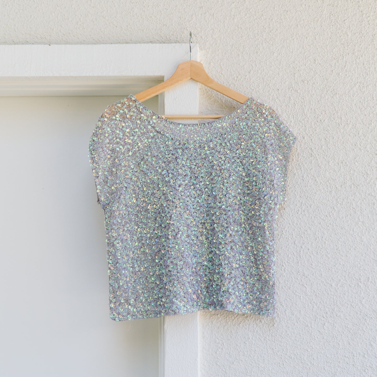 Sequin Beaded Iridescent Shirt | M