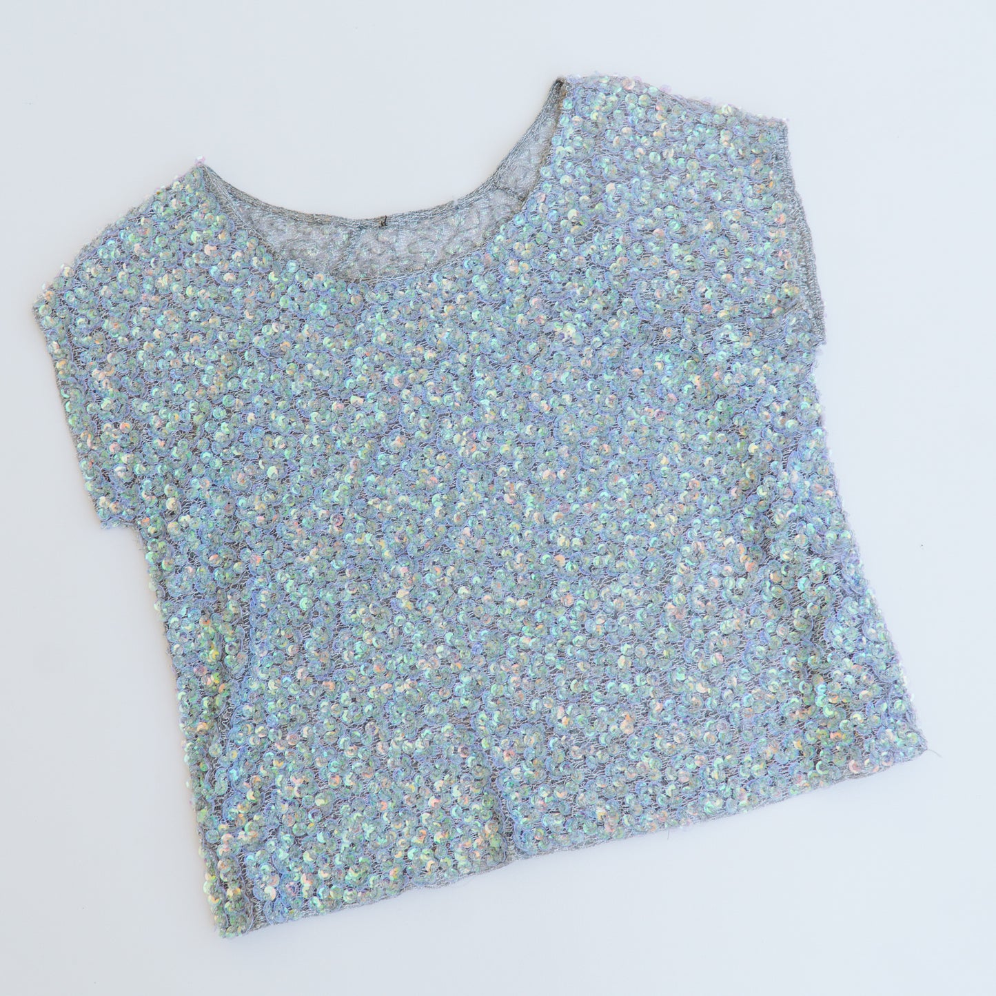 Sequin Beaded Iridescent Shirt | M