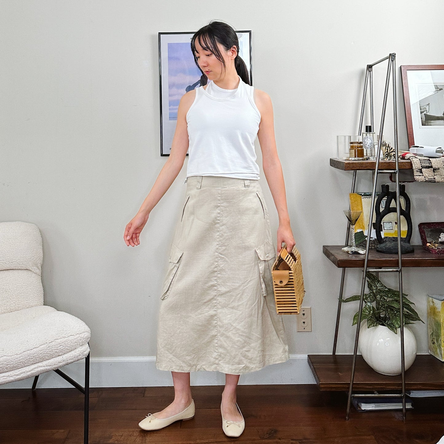 Tan Midi Cargo Skirt | M/L