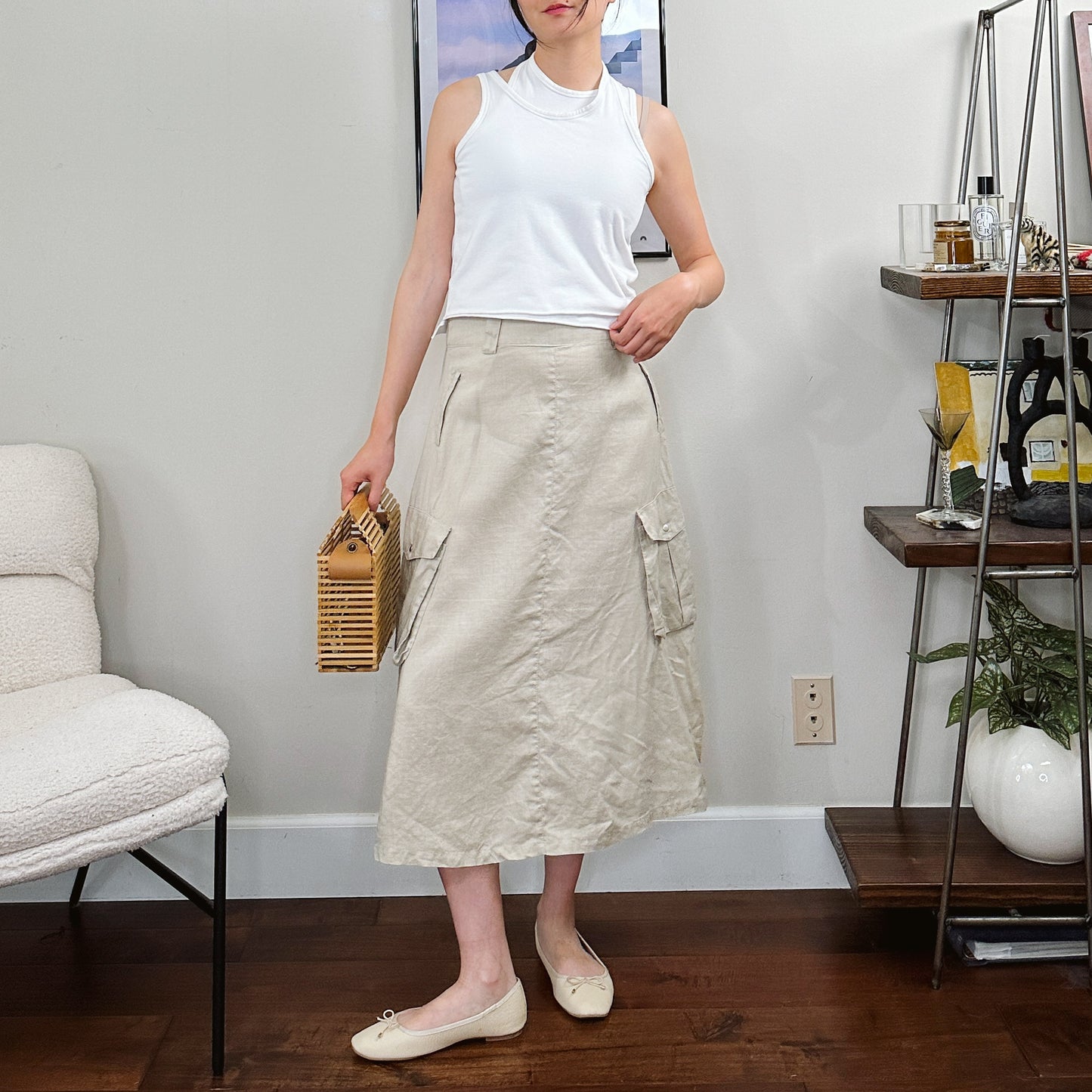 Tan Midi Cargo Skirt | M/L