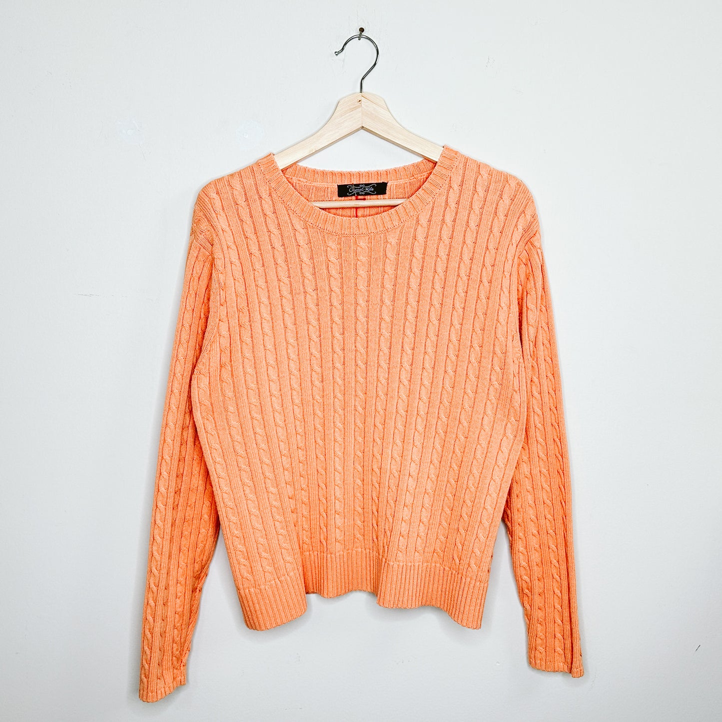 Tangerine Orange Cable Knit Sweater | M