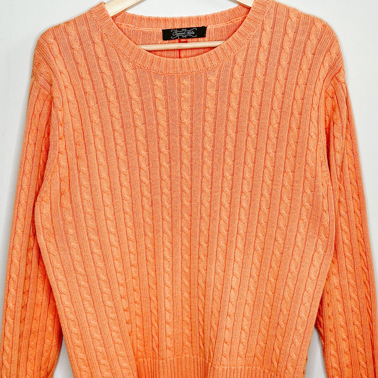 Tangerine Orange Cable Knit Sweater | M