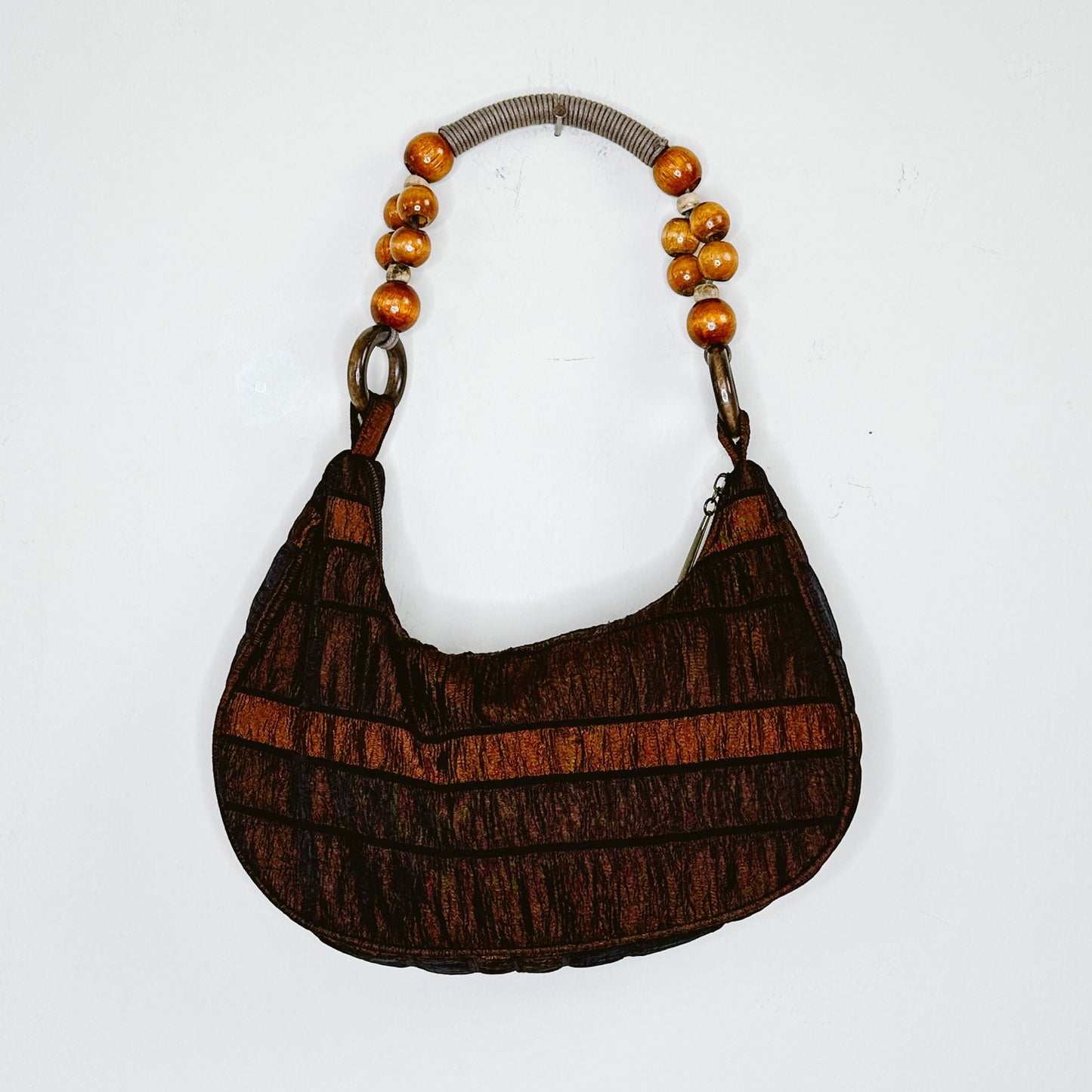 Y2K Beaded Handle Boho Cresent Bag