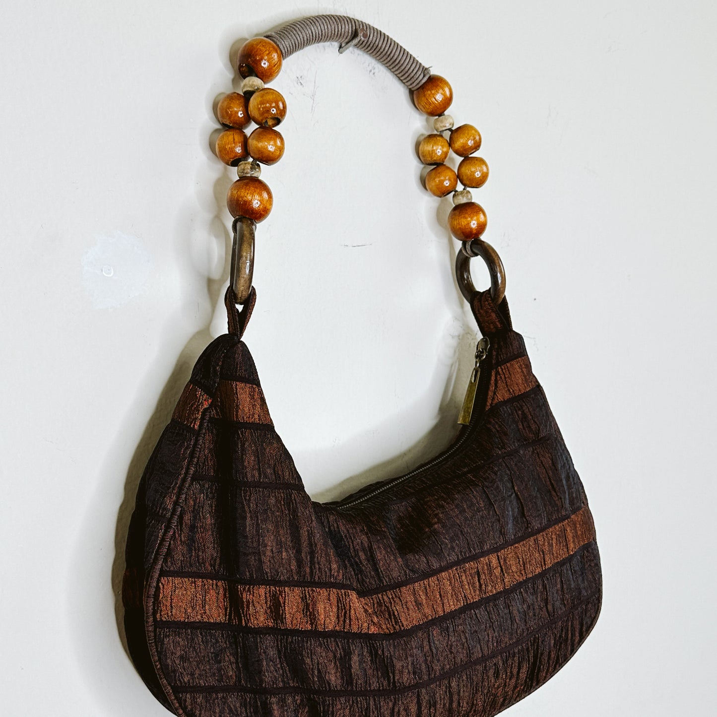 Y2K Beaded Handle Boho Cresent Bag