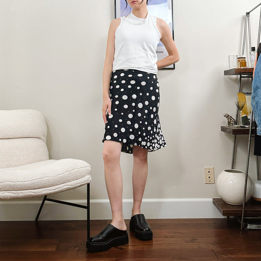Y2K Black Polka Dot Sequin Skirt | L