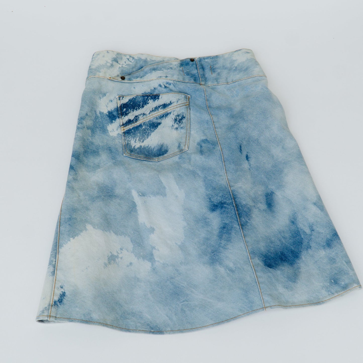 Y2K Bleached Asymmetric Denim Skirt | M