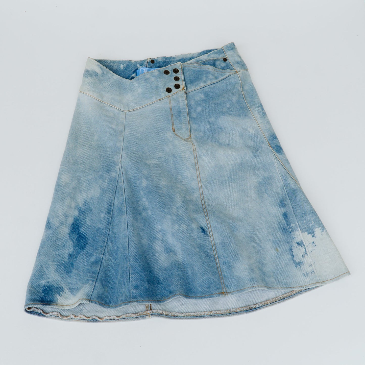 Y2K Bleached Asymmetric Denim Skirt | M