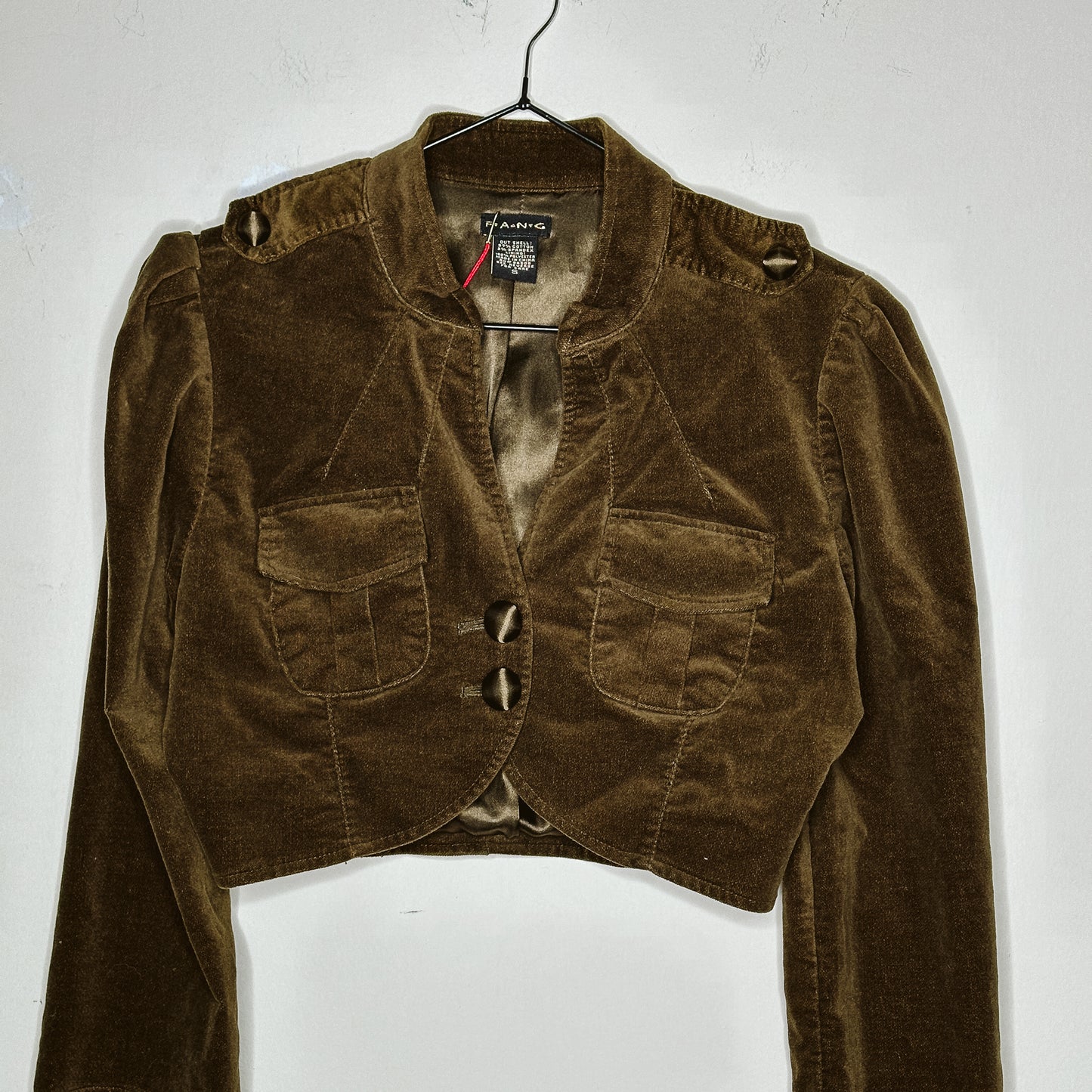 Y2K Brown Velvet Bolero Military Jacket | S