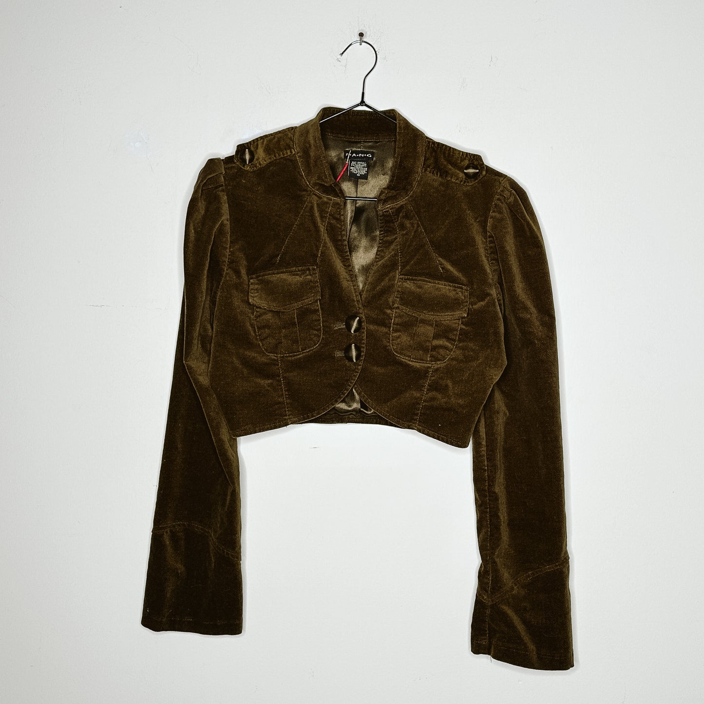 Y2K Brown Velvet Bolero Military Jacket | S