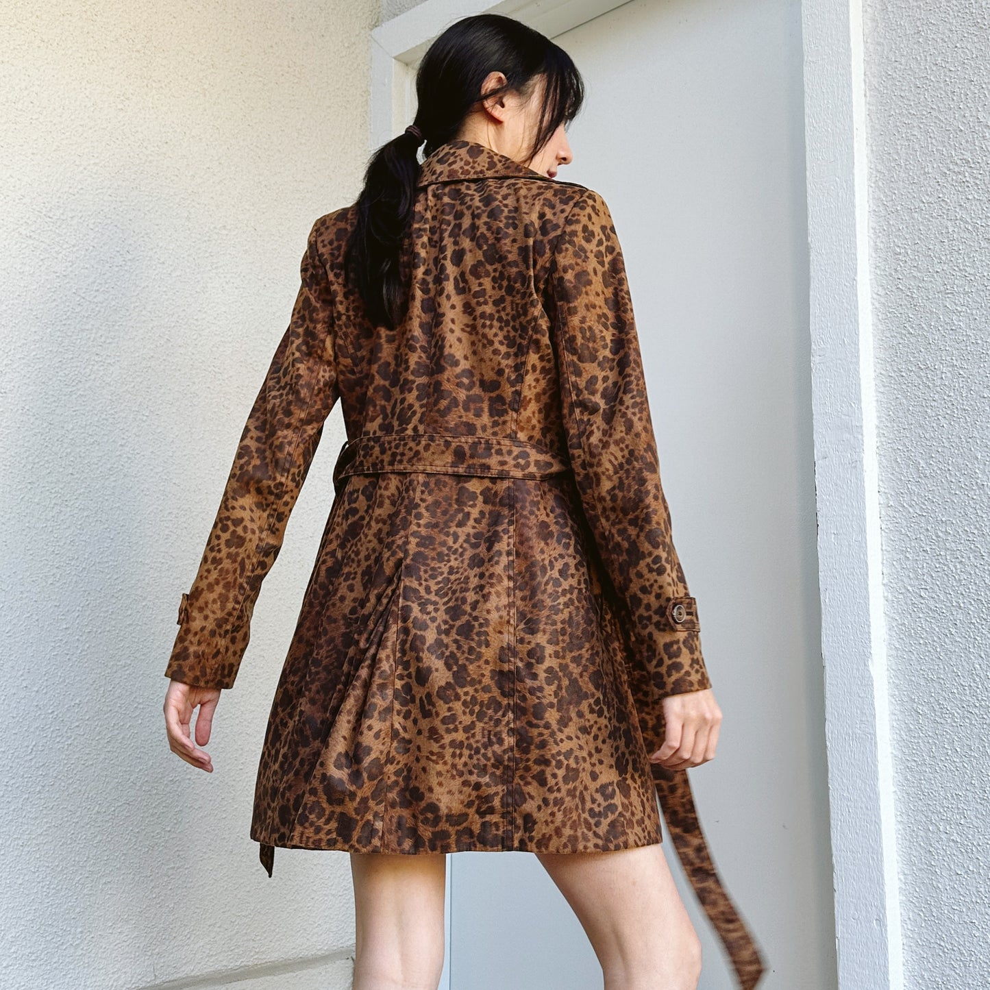 Y2K Cache Cheetah Print Trench Coat | S