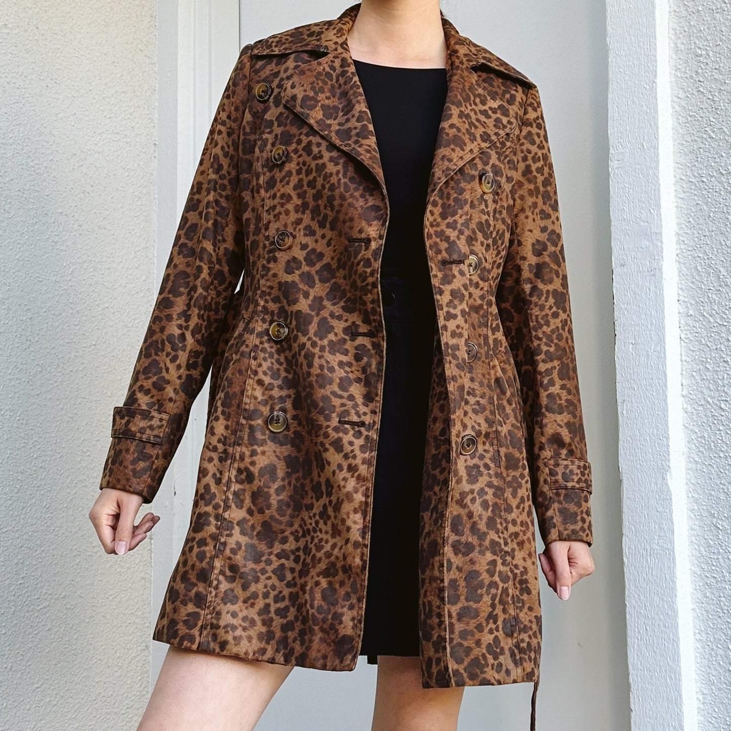 Y2K Cache Cheetah Print Trench Coat | S