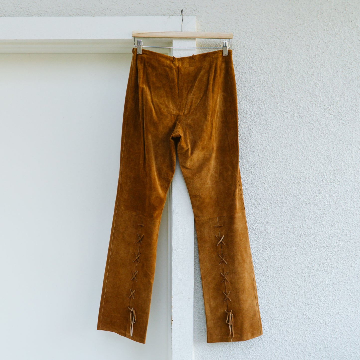 Y2K Caramel Lace Up Suede Pants | XS